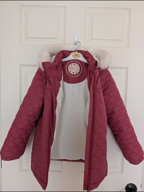 SERGENT MAJOR Girls, 9 years, Maroon Winter Coat with detachable Faux Fur Hood